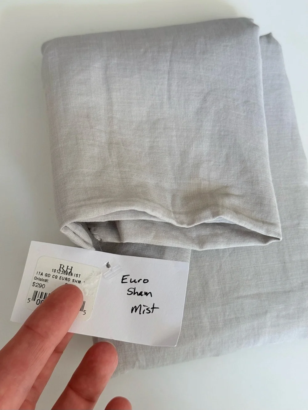 RH Euro Sham Mist Italian Garment-Dyed Cotton Gauze NWT